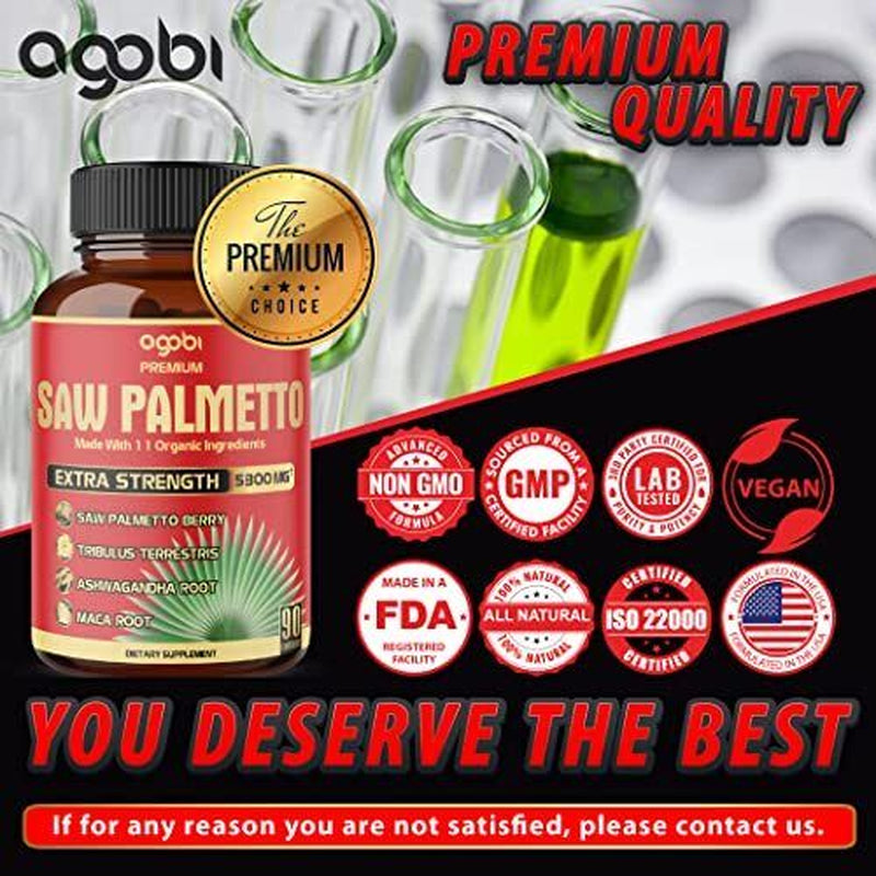 Premium Saw Palmetto Capsules - Equivalent to 5300Mg Combined with Ashwagandh...