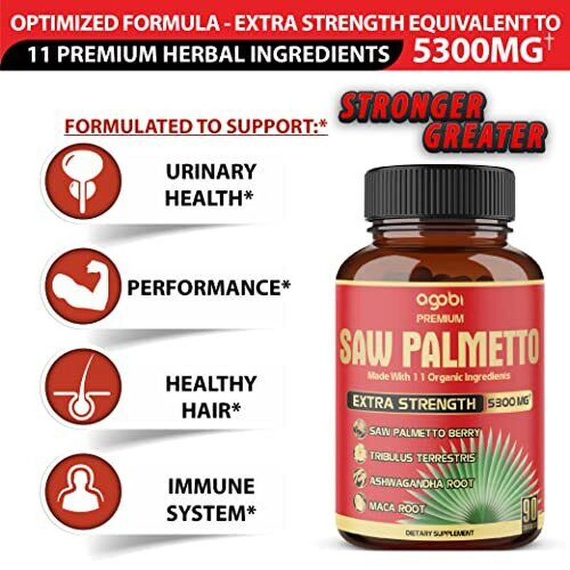 Premium Saw Palmetto Capsules - Equivalent to 5300Mg Combined with Ashwagandh...