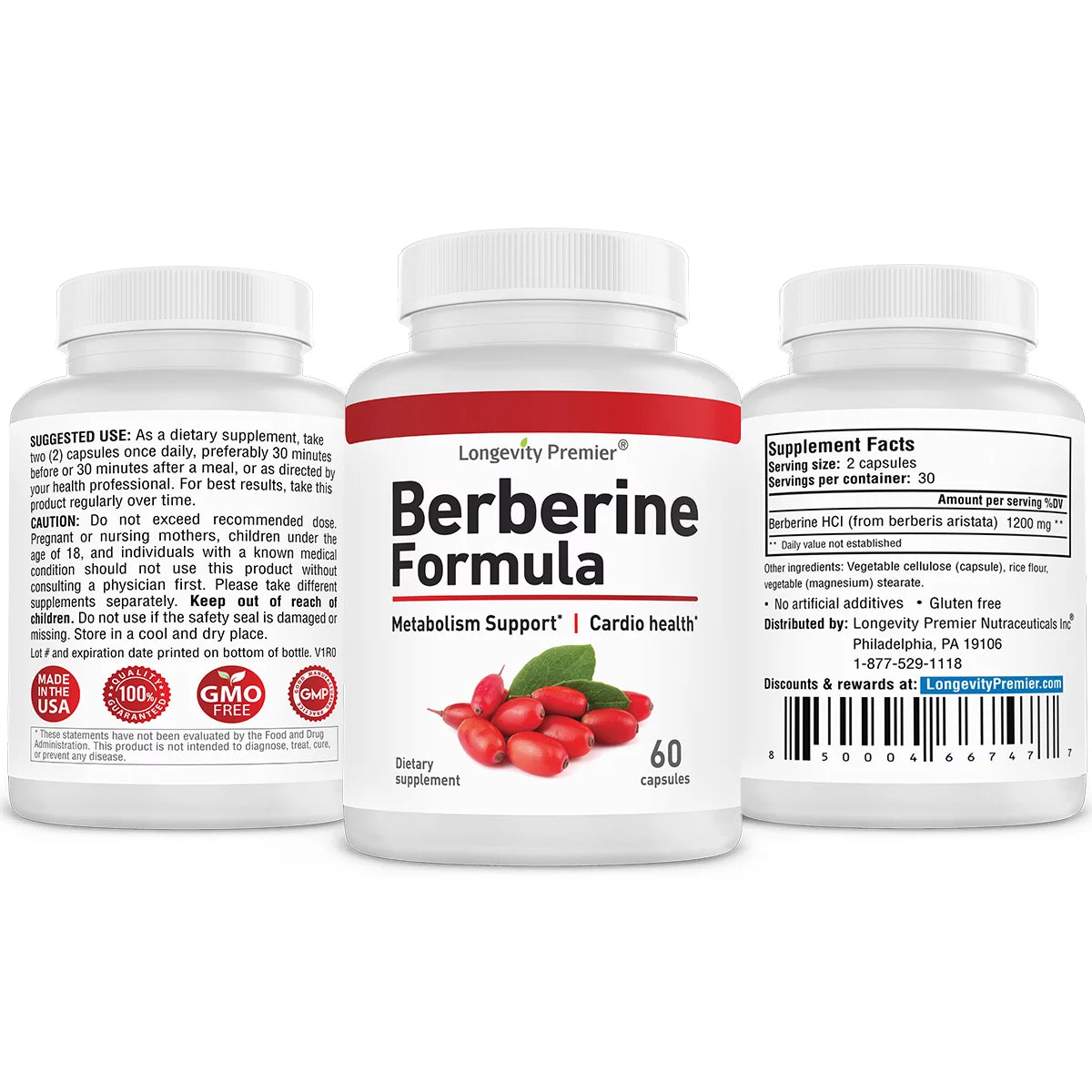 Berberine Formula: Premier Blood Sugar Support & Healthy Cholesterol Levels Booster. High Potency 1200Mg