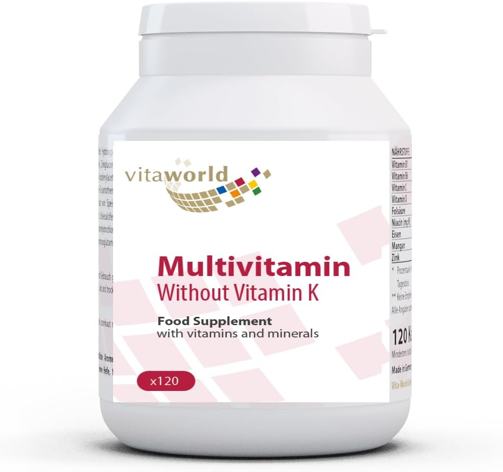 Vita World Multivitamin A-Z Without Vitamin K 120 Capsules Made in Germany