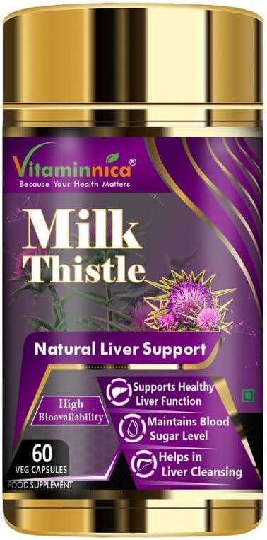 Vitaminnica Milk Thistle 7000mg (350mg 20:1 Extract) | 80% Silymarin with Dandelion Root and Black Pepper Extract| 60 Veg Capsules | Support Liver Health | Liver Cleanse & Detox | 2 Months Supply