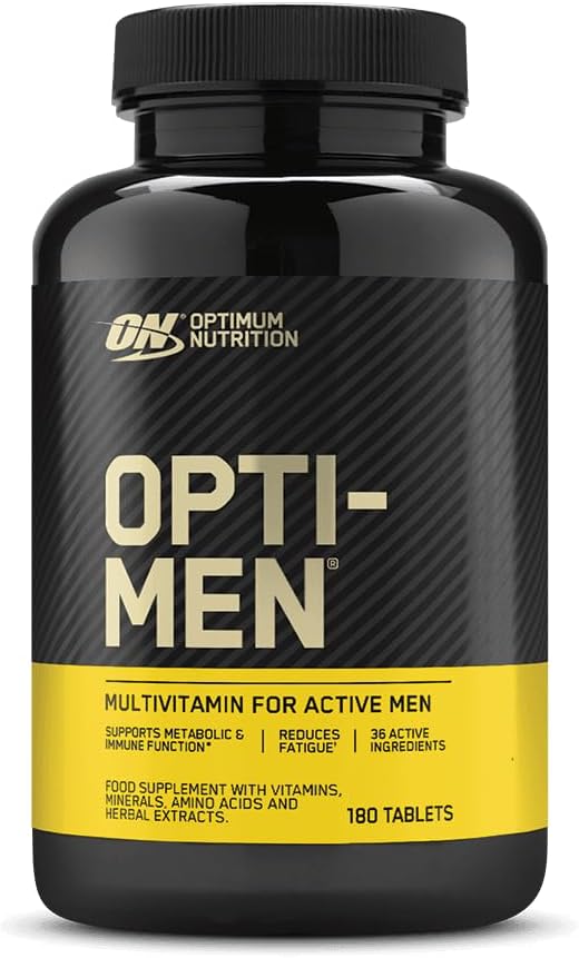 Optimum Nutrition Opti-Men Multi-Vitamin Supplements for Men with Vitamin D, Vitamin C, Vitamin B6 and Amino Acids, Unflavoured, 60 Servings, 180 Capsules