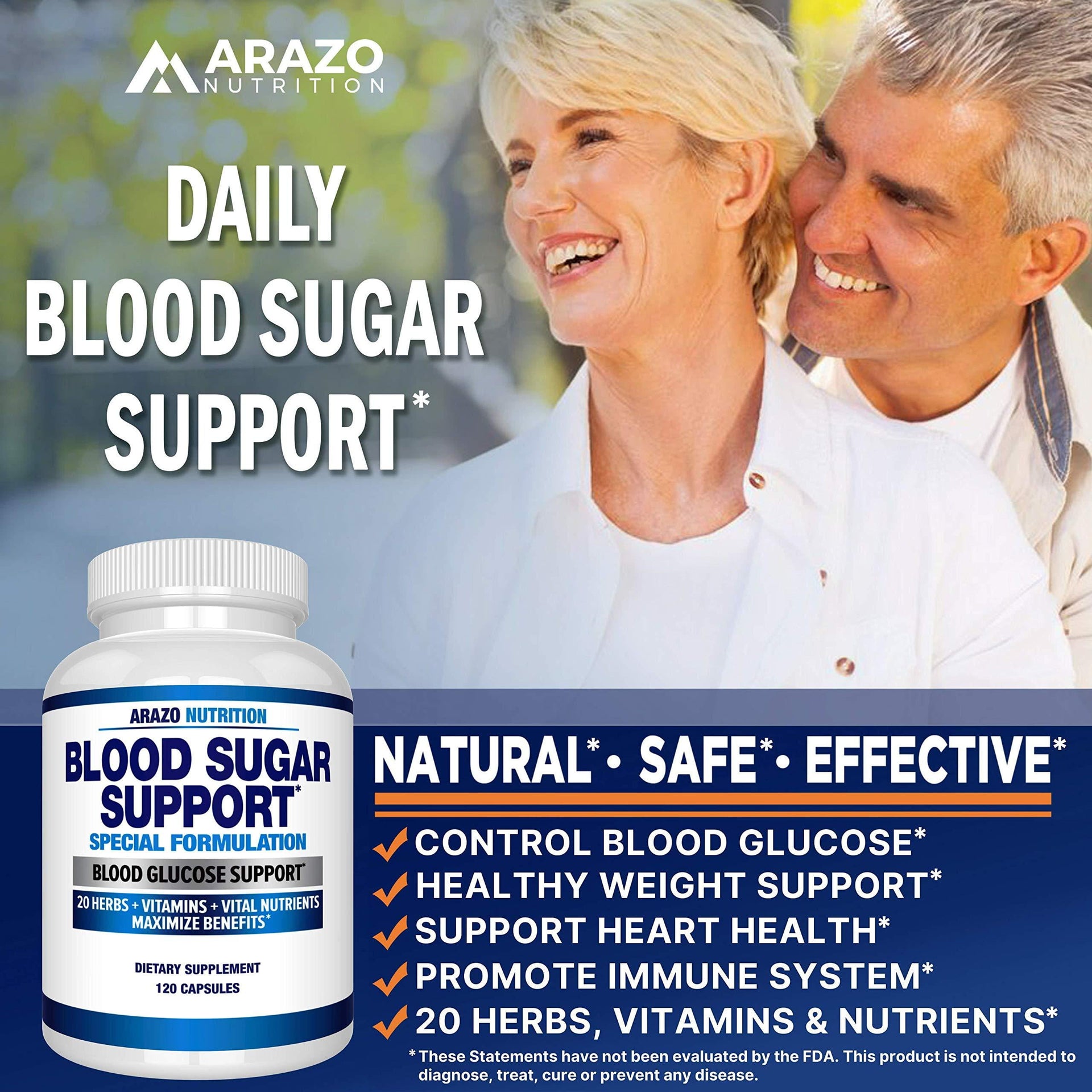 Blood Sugar Support Supplement - 20 Herbs & Multivitamin for Blood Sugar Control with Alpha Lipoic Acid & Cinnamon - 120 Pills 