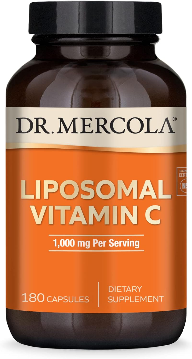 Mercola Liposomal Vitamin C Dietary Supplement, 1,000mg per Serving, 90 Servings (180 Capsules), Immune Support, Non GMO, Soy Free, Gluten Free