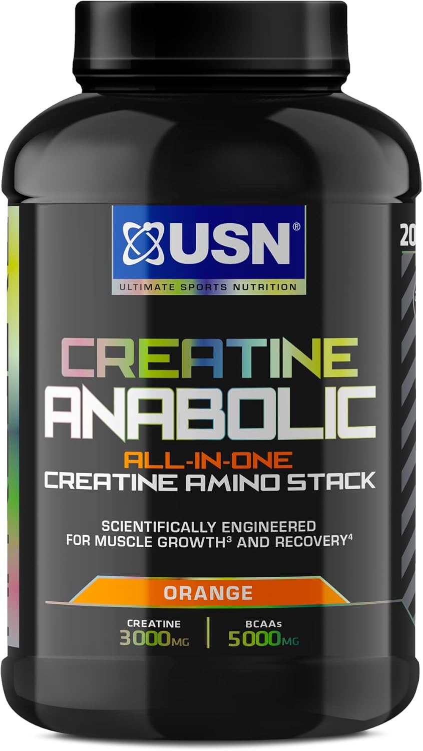 USN Creatine Anabolic all in One Creatine Amino Muscle Building Stack, Orange, 900g