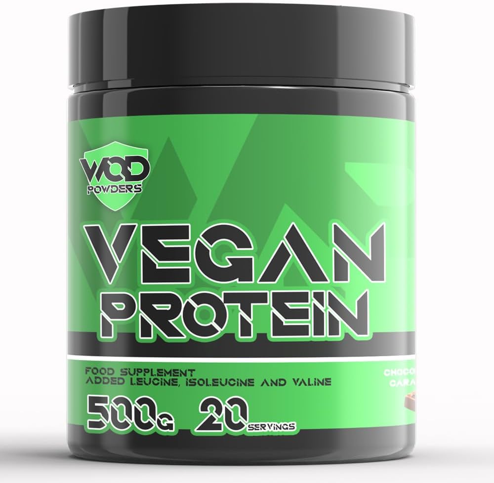 Vegan Protein - Protein Powder Blend - WOD Powders | 3 Plant Based Vegan Protein Powders | High in Fibre, Low Carb, Low Fat, Low Sugar, Dairy-Free - (Chocolate Caramel)