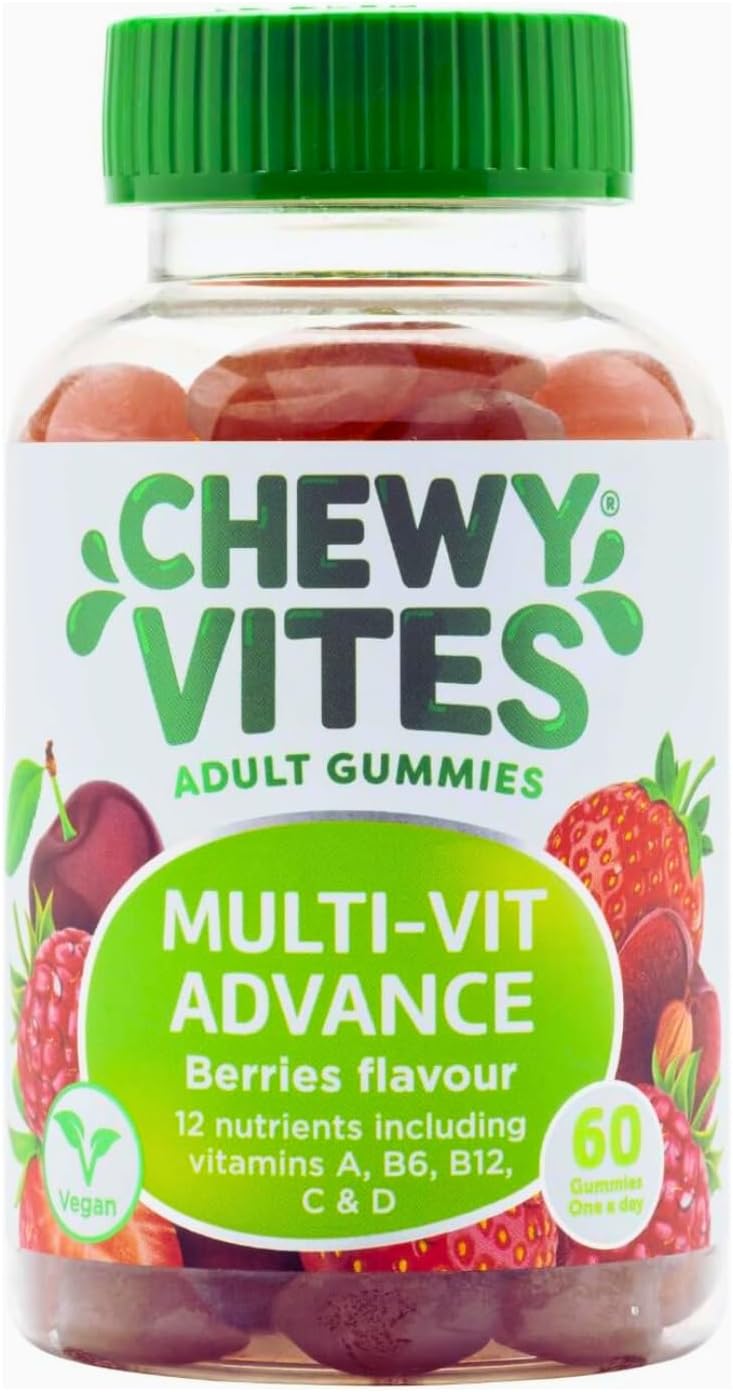 Chewy Vites Adults Multivitamin Advance | 60 Gummy Vitamins | 12 Essential Nutrients | 1-a-Day | 2 Months Supply | Real Fruit Juice | Vegan