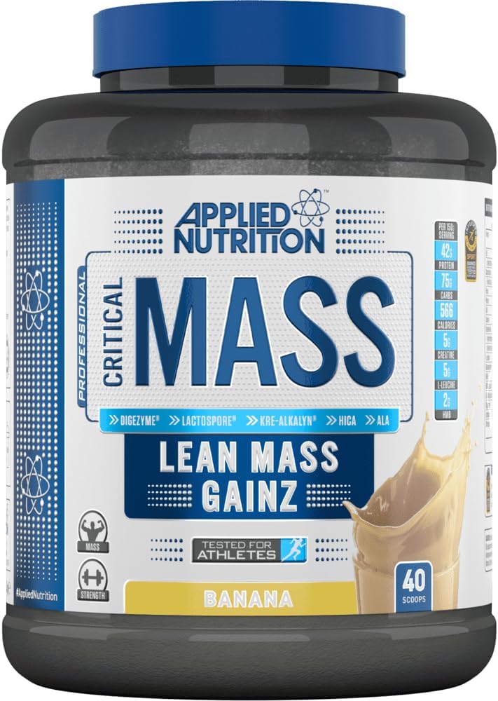 Applied Nutrition Critical Mass Professional - Weight Gain Protein Powder, High Calorie Weight Gainer, Lean Mass (2.4kg - 16 Servings) (Banana)