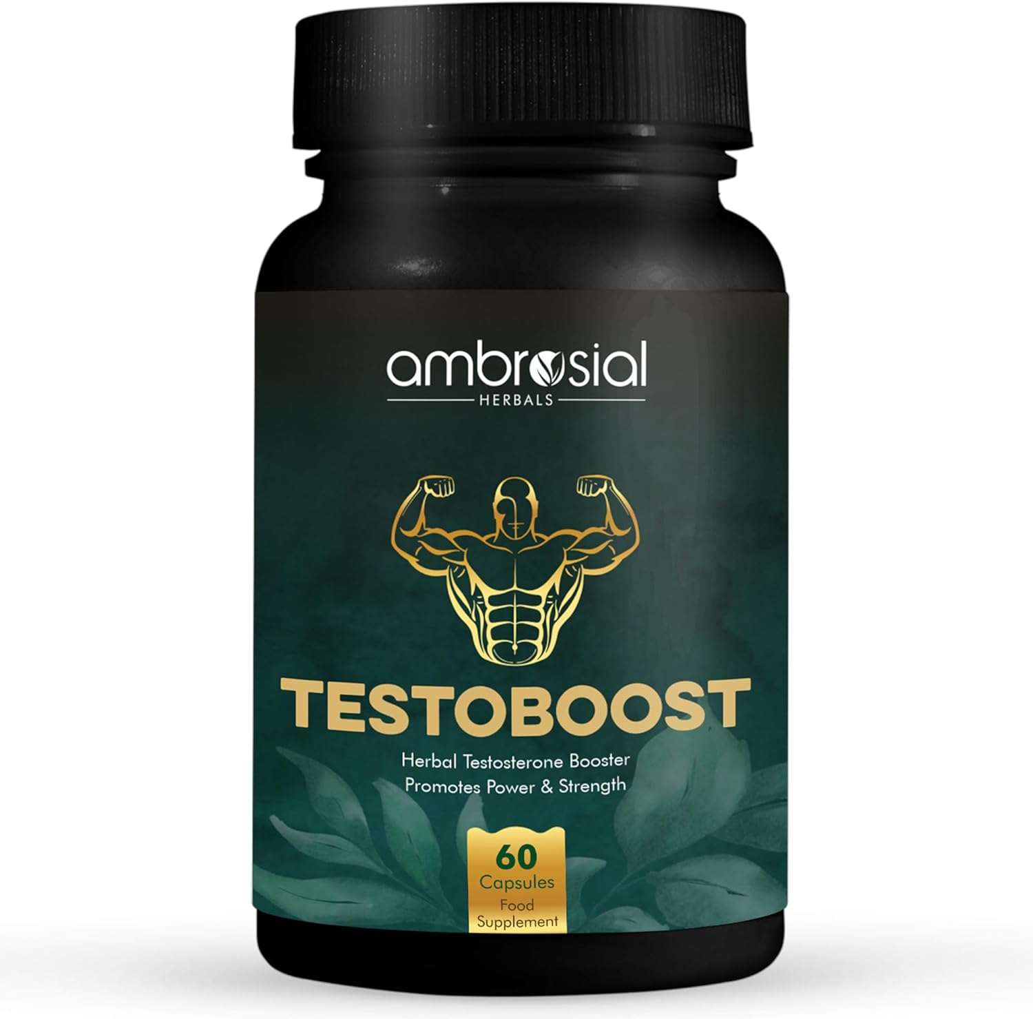 Ambrosial Testoboost Ultra Premium Herbal Testosterone Booster for Men | Blend of 3 Natural Herbs Testosterone Supplements for Men | Support Muscle Growth & Energy Boost (Pack of 1-60 Capsules)