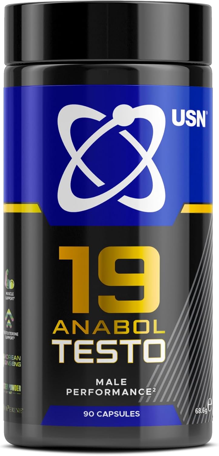 USN 19-Anabol Testo, Testosterone Supplements for Men - 90 Capsules, Boosts Strength Training & Reduces Fatigue, Natural Pre Workout Testosterone Booster, Daily Dietary Supplement