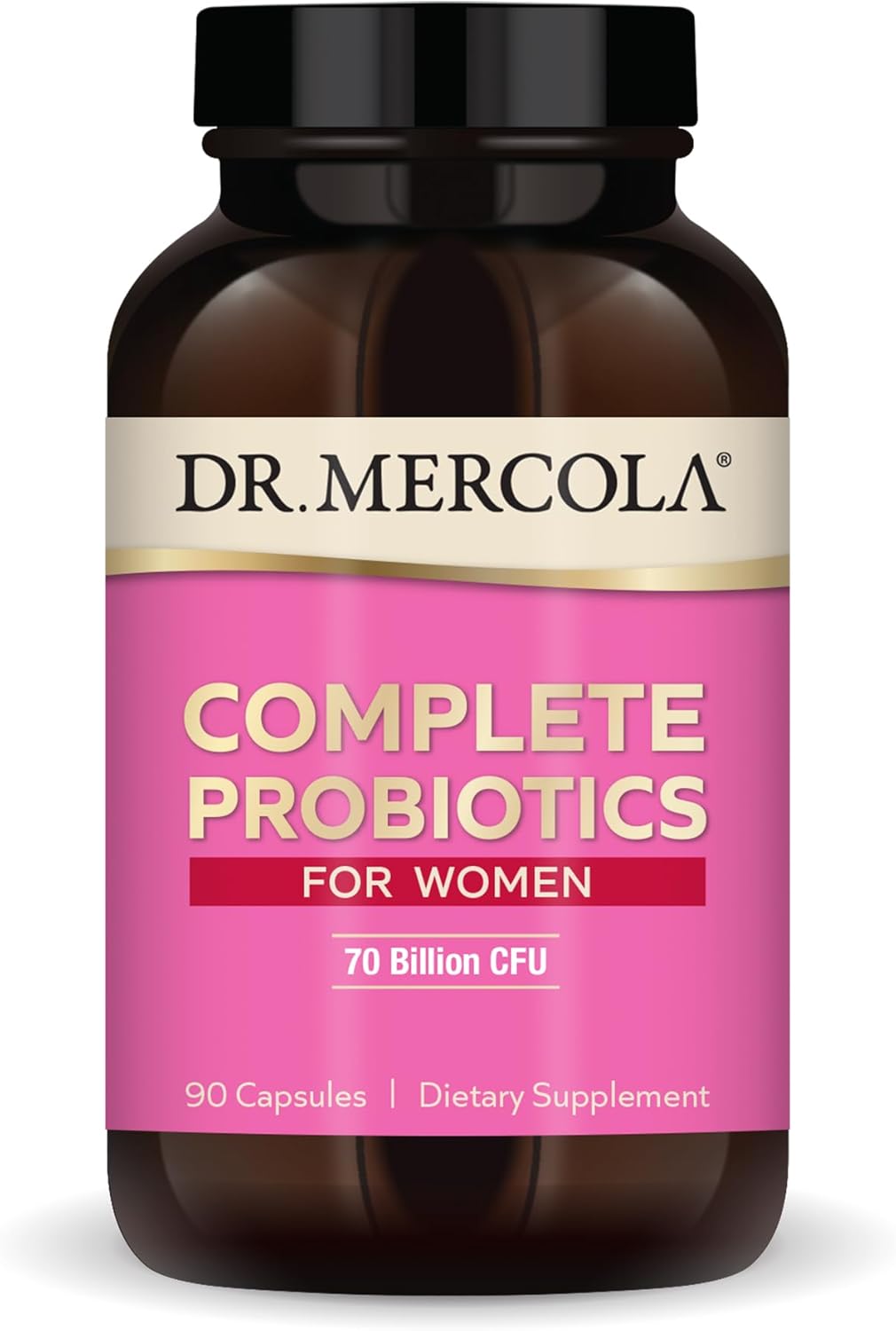 Dr. Mercola, Complete Probiotics for Women Capsules, 90 Servings (90 Capsules), 70 Billion CFU, Digestive Health Support, Non GMO, Soy Free, Gluten Free