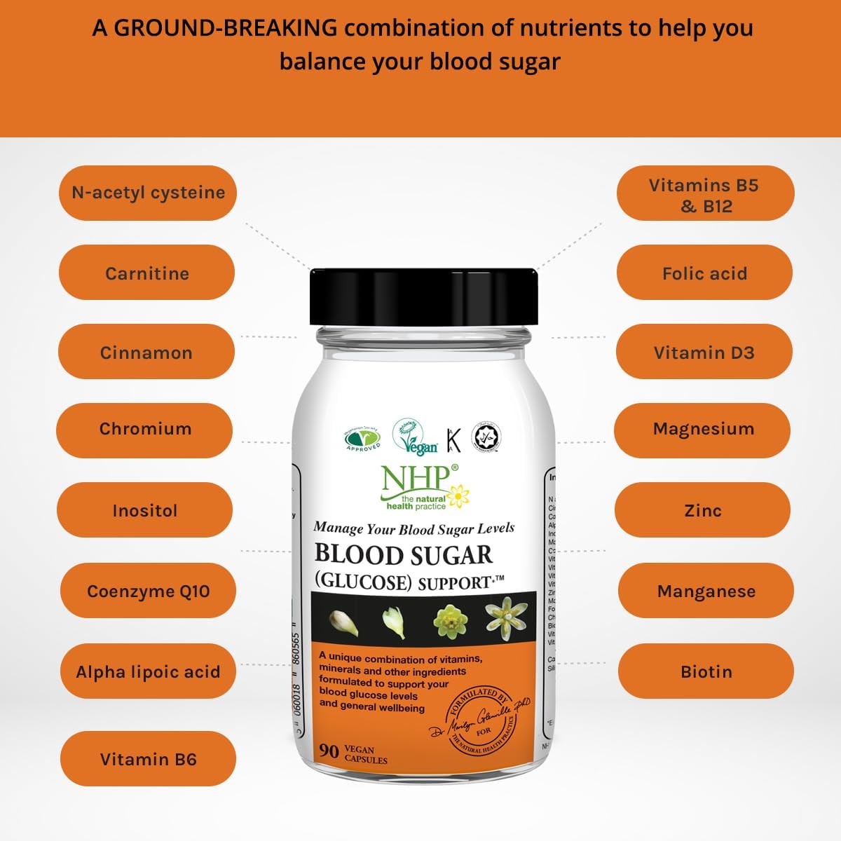 Blood Sugar (Glucose) Support, 18 nutrients and herbs to help you balance your blood sugar