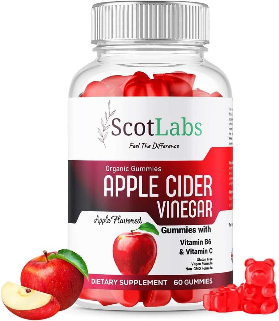 ScotLabs Apple Cider Vinegar Gummies with Vitamin C, B6 & Chromium | Natural Weight Management Detox, Cleansing, Digestion & Gut Health | NO Added Sugar, Vegan Gummy Candy for Wellness