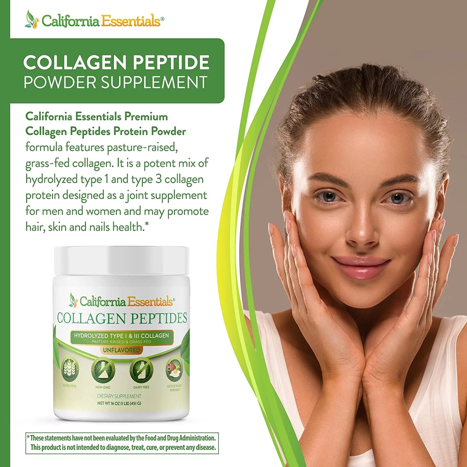 California Essentials Organic Collagen Peptides Protein Powder, 16 Oz