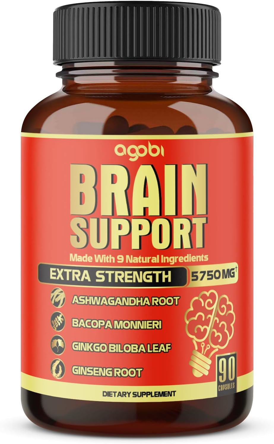 9In1 Brain Support Supplement, Equivalent to 5750Mg of 9 Herbs - Concentrated As