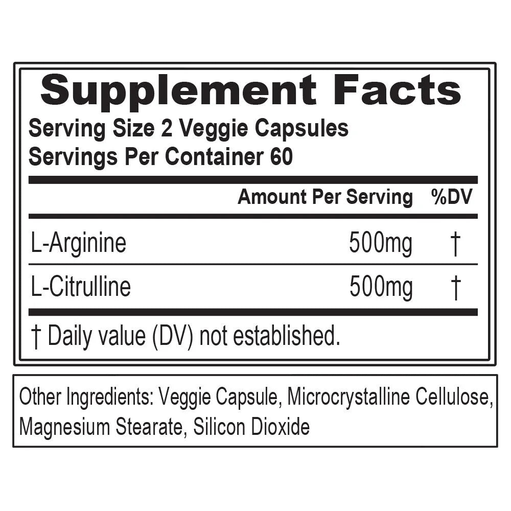 L-Arginine + L-Citrulline - Endurance + Workout Performance Supplement 