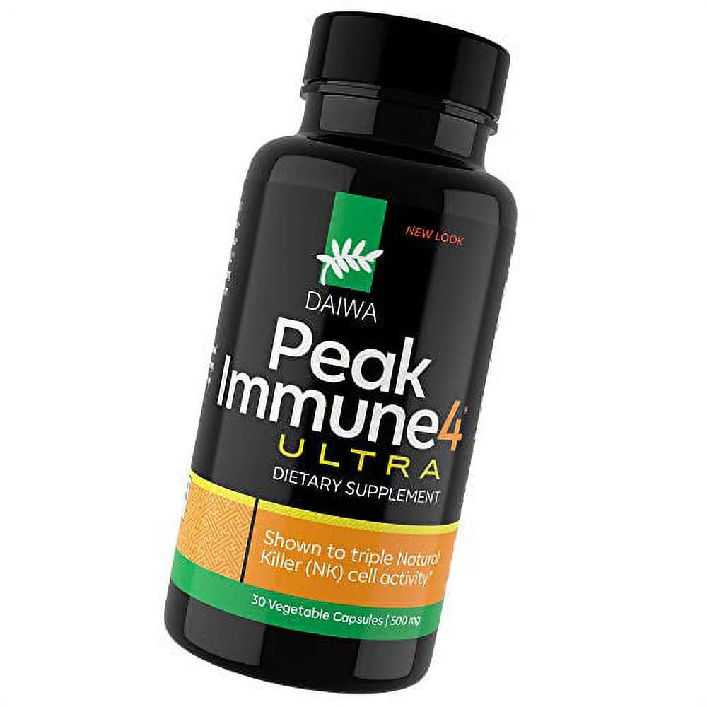 Daiwa Peak Immune 4 Ultra Alternative to AHCC Supplements - Natural Immune System Booster to Increase Killer Cell Activity and Healthy Cytokine Production - 30 Capsules