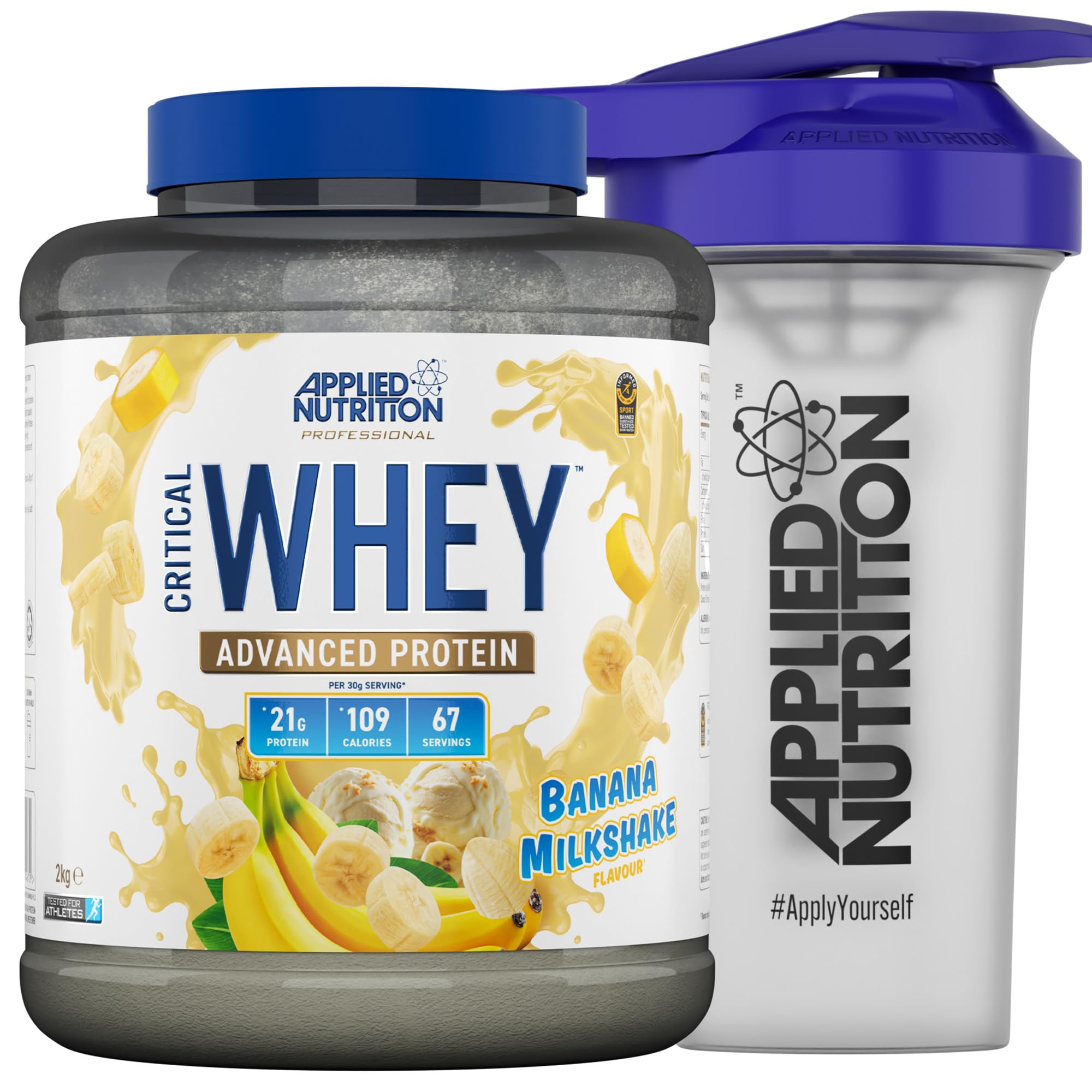 Applied Nutrition Critical Whey Protein Powder 2kg - High Protein Powder, Protein Milkshake, Muscle Building Supplement with BCAAs & Glutamine (2kg - 67 Servings) (Carrot Cake)