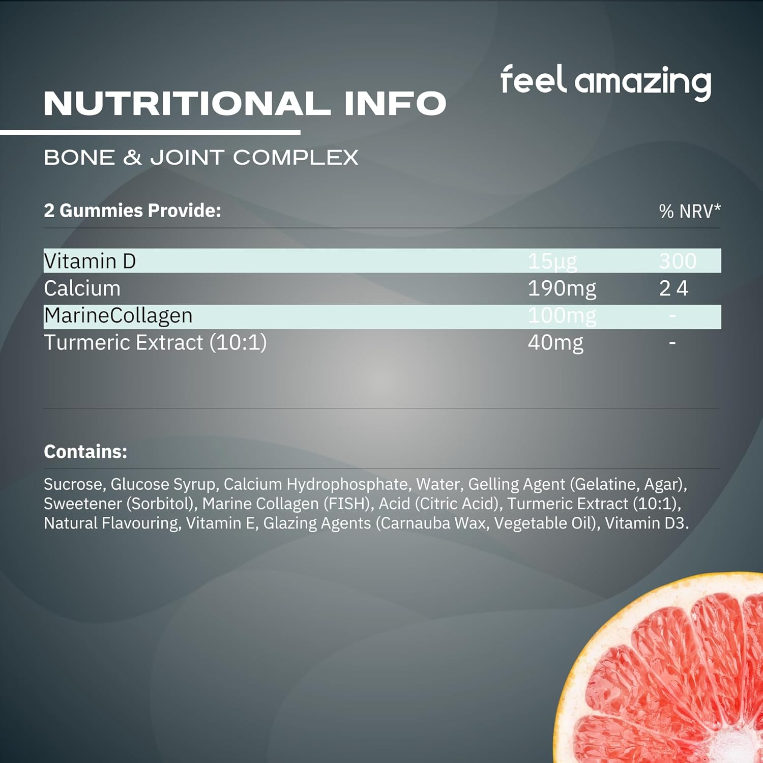 Feel Amazing Bone & Joint Complex Gummies - with Calcium, Vitamin D3 & Marine Collagen - 60 Grapefruit-Flavored Gummies - 30-Day Supply (1)