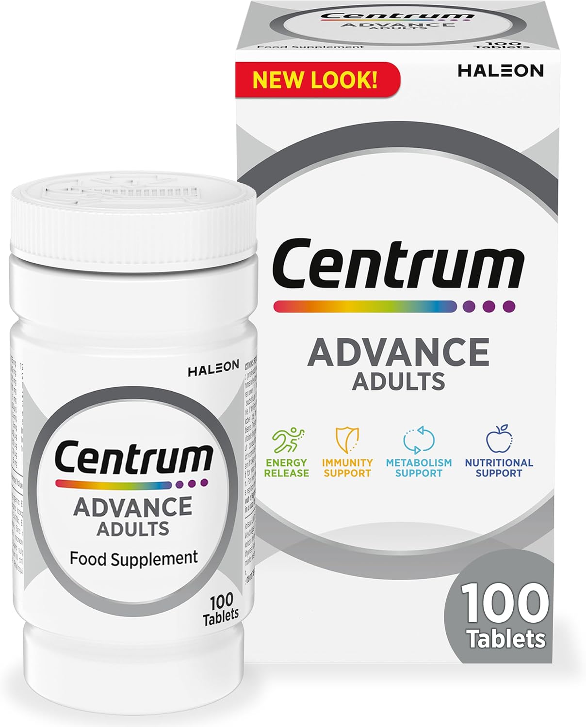 Centrum Advance Multivitamin Tablets for Men and Women, 100 Tablets, Vitamins with 24 Essential Nutrients, including Vitamin C, D, and Zinc