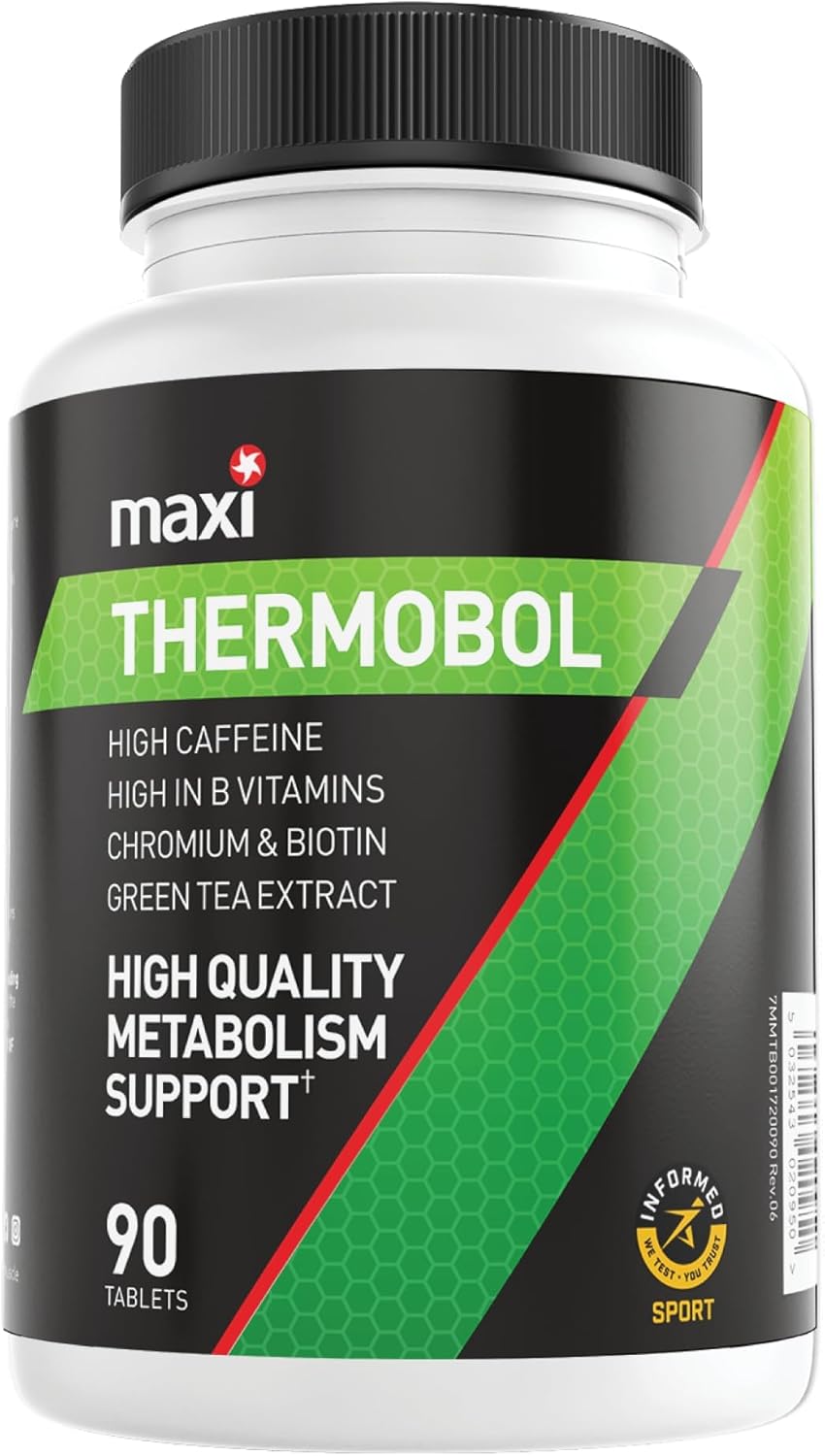 MaxiNutrition - Thermobol, Metabolism Supplement for Lean Muscle Support - Contains Chromium and Biotin, High in B Vitamins - 100mg Green Tea Extract, 130mg Caffeine per Serving, 90 Tablets