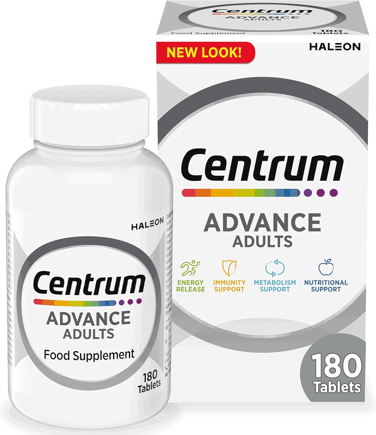 Centrum Advance Multivitamin & Mineral Supplements, 24 essential nutrients including vitamin D, C, Calcium, Daily Multivitamin Tablets, 180 (Packaging and Tablet colour may vary slightly)