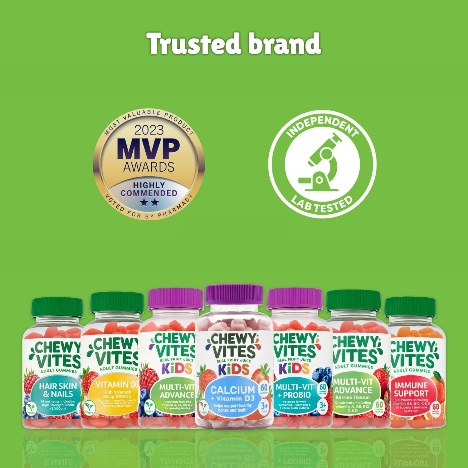 Chewy Vites Kids | Immune Support 60 Gummy Vitamins | High Strength Vitamin D | Vitamin C B6 B12 Zinc Selenium | 1-a-Day | 2 Months Supply | Real Fruit Juice | Vegan | 3 Year+