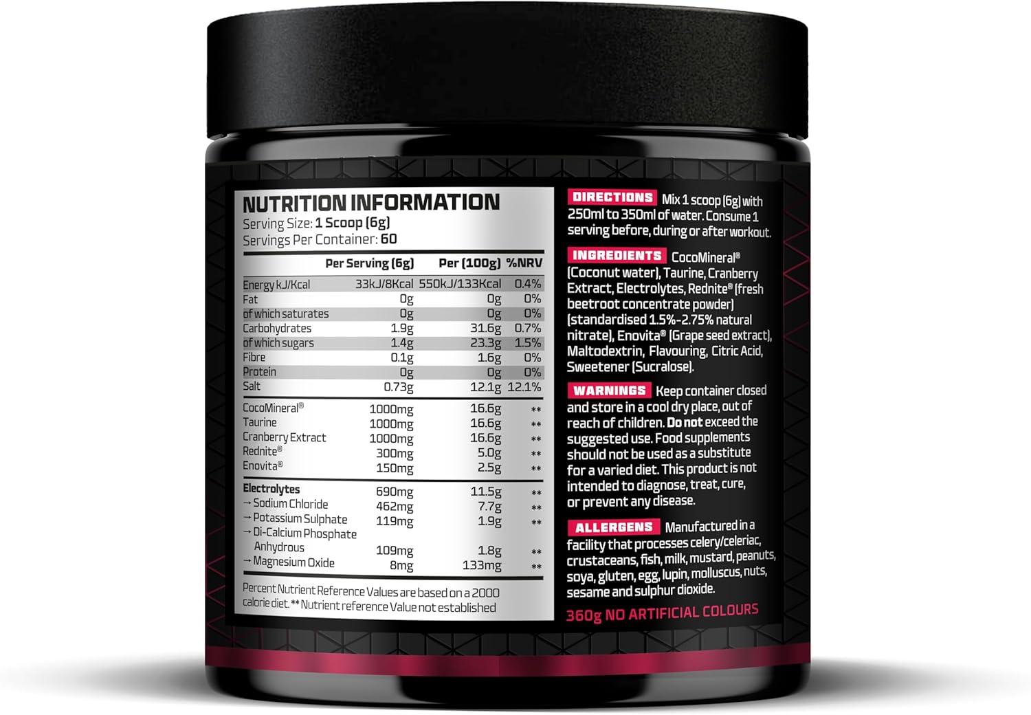 Beast Pharm | Hydration Electrolyte Powder | Eddie Hall's Hydro | 360g/60 Servings | Cranberry