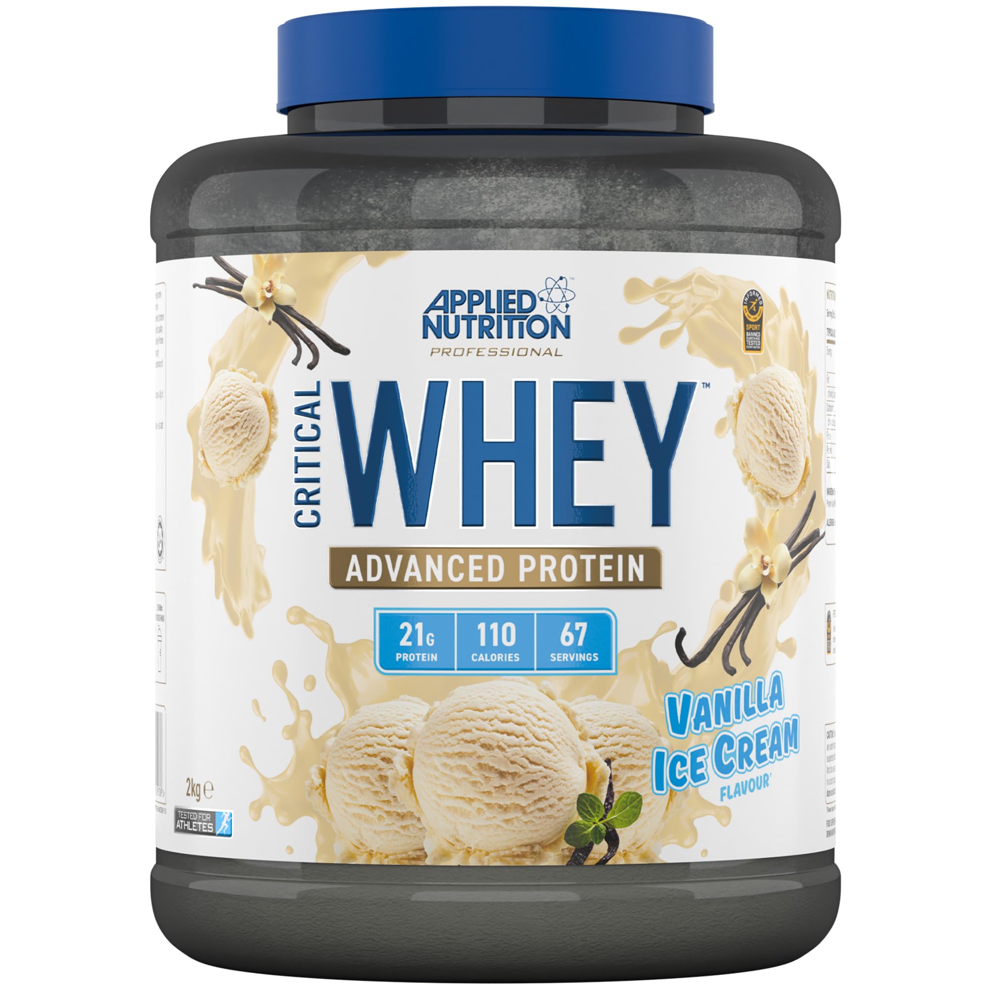 Applied Nutrition Critical Whey Protein Powder 2kg - High Protein Powder, Protein Milkshake, Muscle Building Supplement with BCAAs & Glutamine (2kg - 67 Servings) (Carrot Cake)