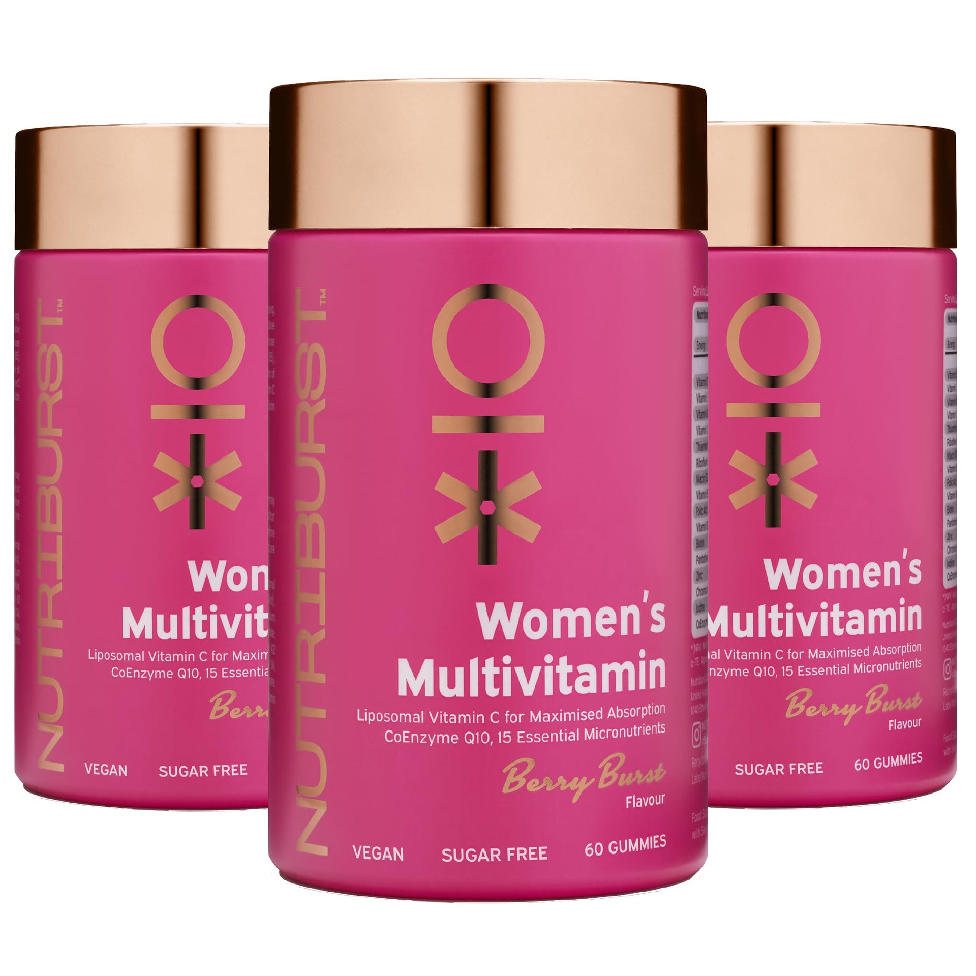 Nutriburst Women’s Multivitamin - Hormone Regulation & Support Collagen Formation - Contains 15 Micronutrients; B5, B6, B12, C, D - Vegan, Sugar Free Supplement - 60 Berry Gummies - 1 Month Supply