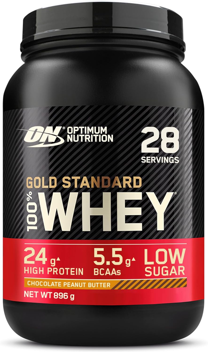 Optimum Nutrition Gold Standard 100% Whey Protein, Muscle Building Powder With Naturally Occurring Glutamine and BCAA Amino Acids, Chocolate Peanut Butter Flavour, 28 Servings, 896 g