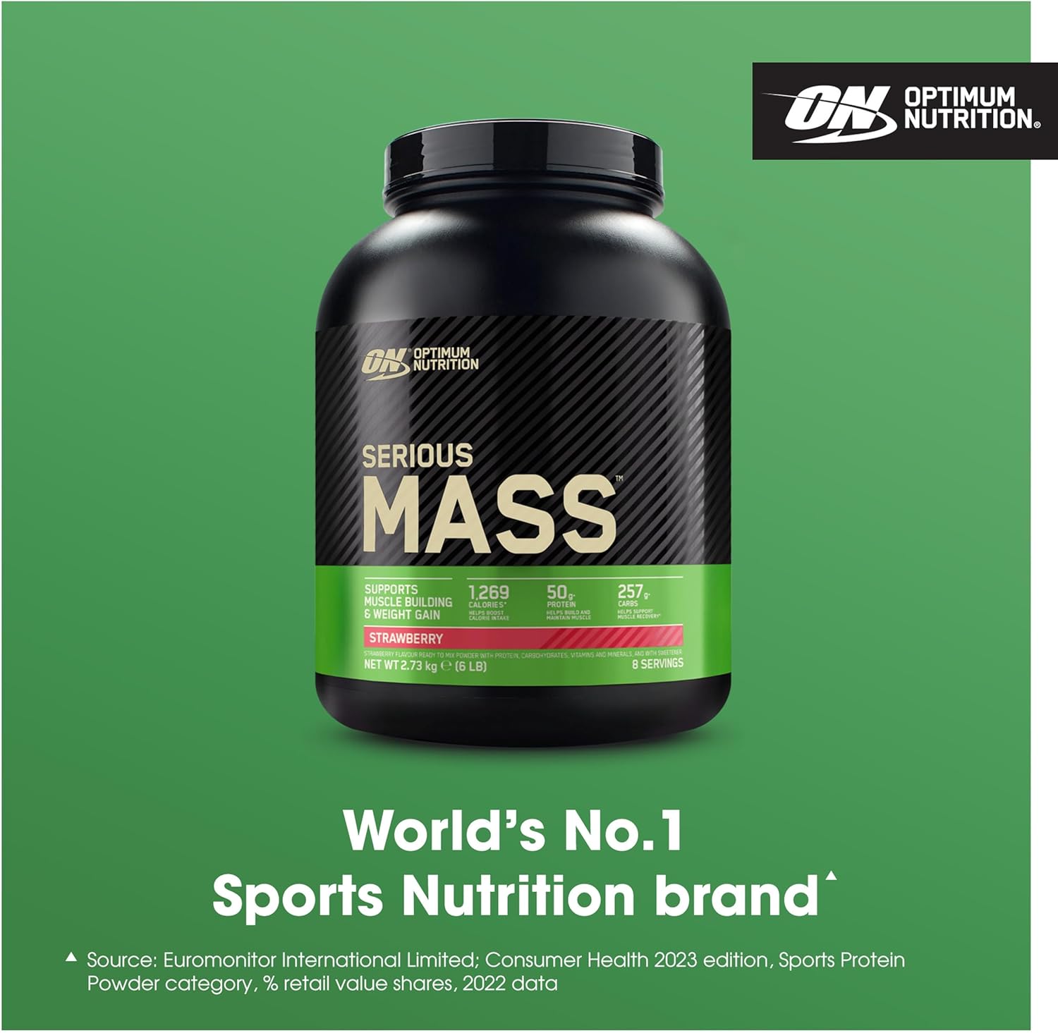 Optimum Nutrition Serious Mass Protein Powder High Calorie Mass Gainer with Vitamins, Creatine and Glutamine, Strawberry, 8 Servings, 2.73 kg, Packaging May Vary