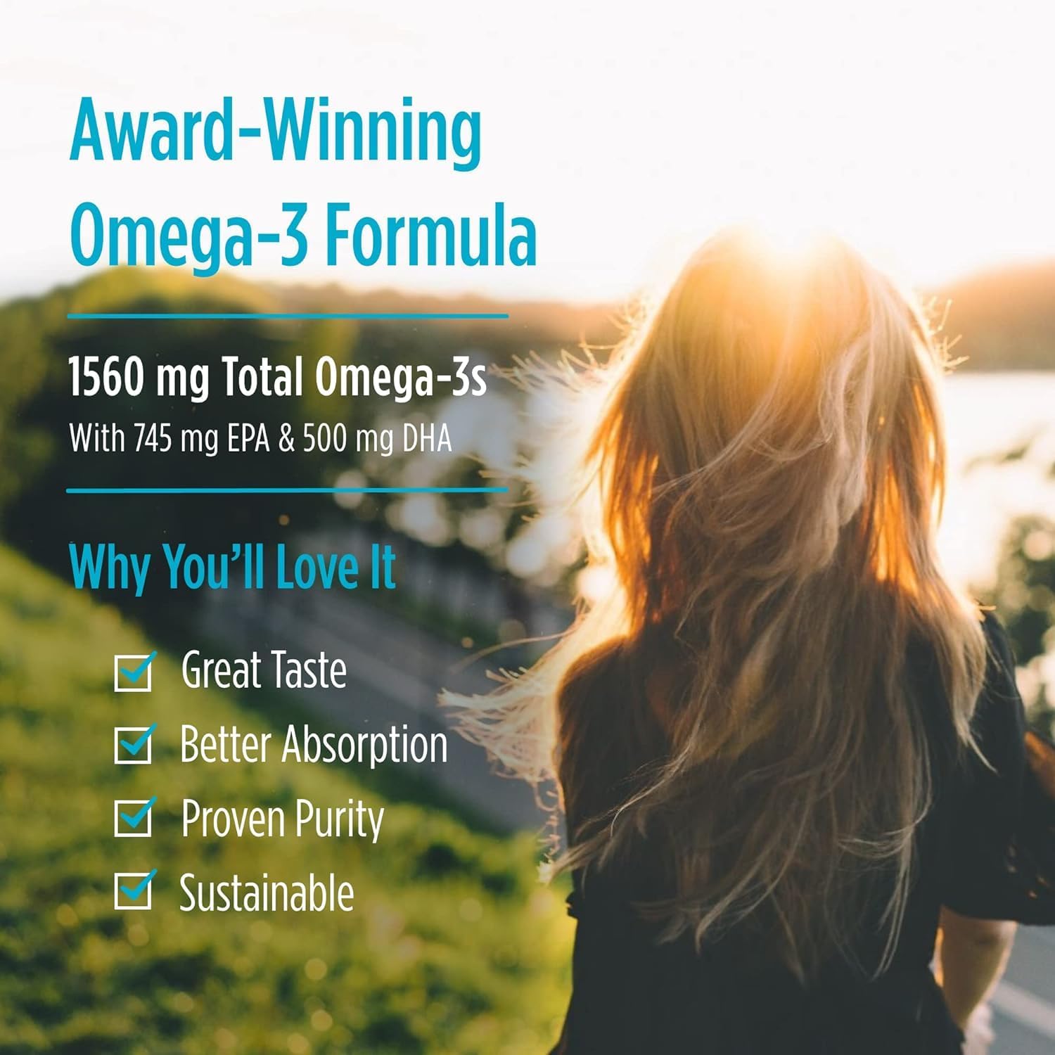 Natural Omega-3, Lemon Flavor - 1560 mg Omega-3 - Fish Oil - EPA & DHA - Immune Support, Brain & Heart Health, Optimal Wellness - Non-GMO - 48 Servings, 237ml