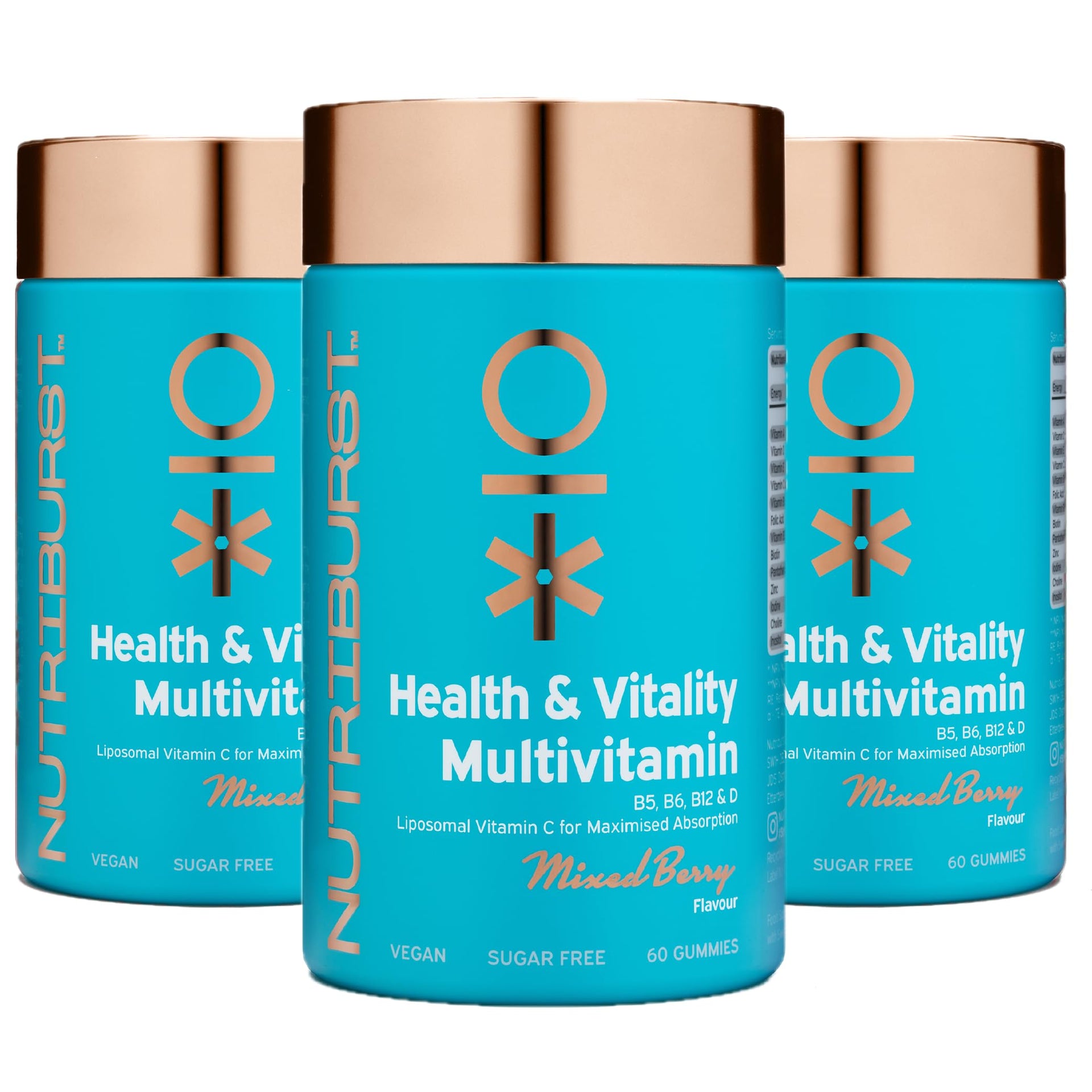 Nutriburst Women’s Multivitamin - Hormone Regulation & Support Collagen Formation - Contains 15 Micronutrients; B5, B6, B12, C, D - Vegan, Sugar Free Supplement - 60 Berry Gummies - 1 Month Supply