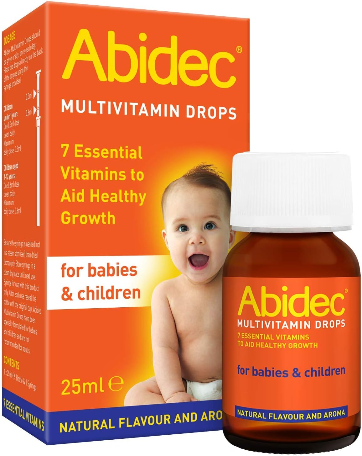 Abidec Kid Baby Multivitamin Drops – Aids Healthy Growth Contains Vitamin D, C and A – Suitable from Birth, Natural flavour and aroma, 25 ml