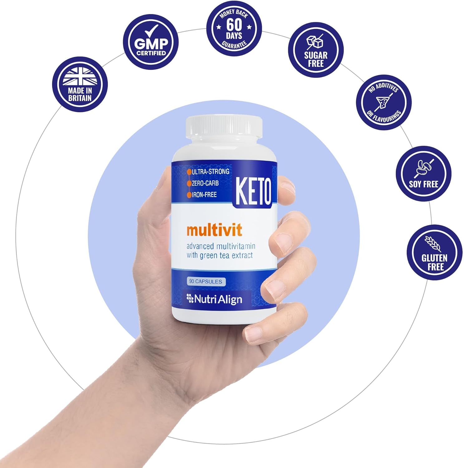 Nutri-Align Multivit | 90 Multi Vitamin Capsules for Keto | 20 Essential Vitamins and Minerals with Green Tea Extract and Chromium | Low Carb Keto Support Vitamins | Sugar Free and Zero Carb