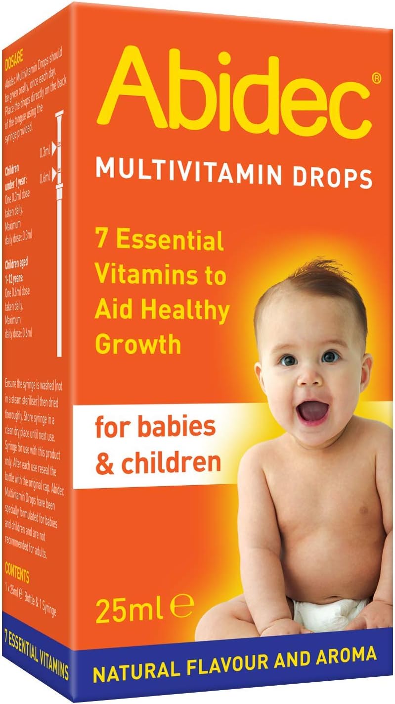 Abidec Kid Baby Multivitamin Drops – Aids Healthy Growth Contains Vitamin D, C and A – Suitable from Birth, Natural flavour and aroma, 25 ml