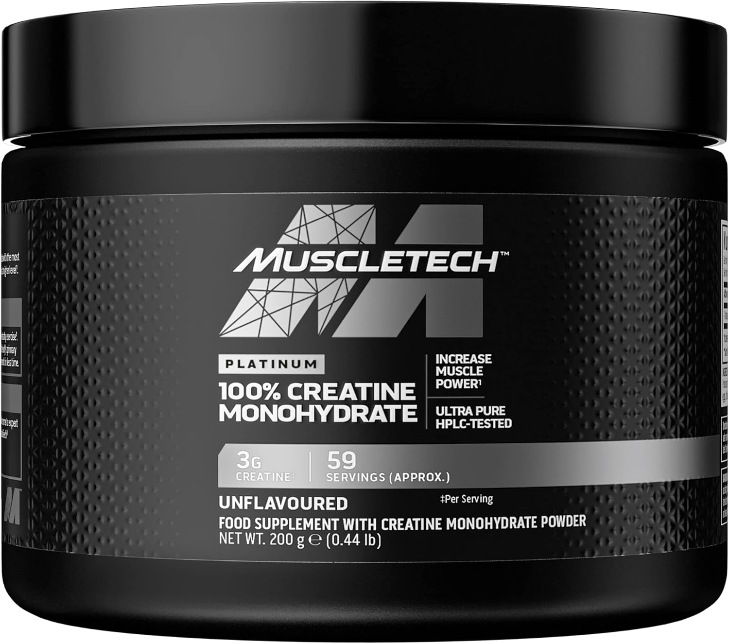 MuscleTech Platinum 100% Creatine Monohydrate Powder, Pure Creatine, Increase Performance & Strength, Workout Supplement For Men & Women, 59 Servings, 200g, Unflavoured