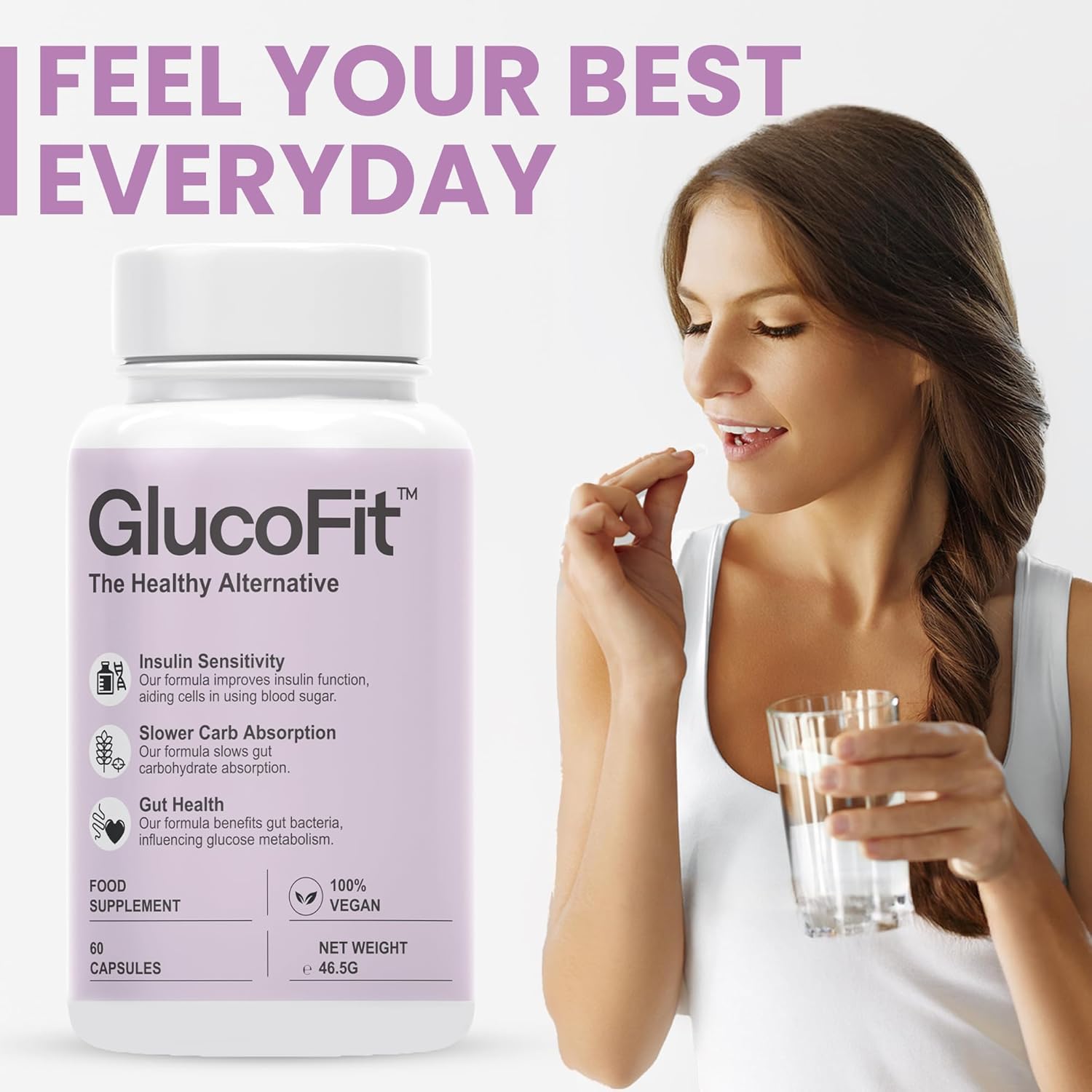 GlucoFit 60 Capsules - Dietary Supplement with Plant Extracts *The Healthy Alternative*