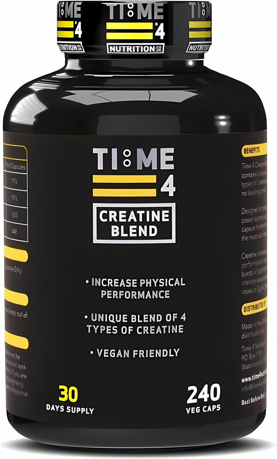 Time 4 Creatine Blend - 240 Creatine Capsules Not Creatine Tablets, 30 Day Supply, Unique Blend of 4 Types of Creatine, 6000mg Per Daily Serving Improve Muscle Strength Vegan Friendly & Gluten Free