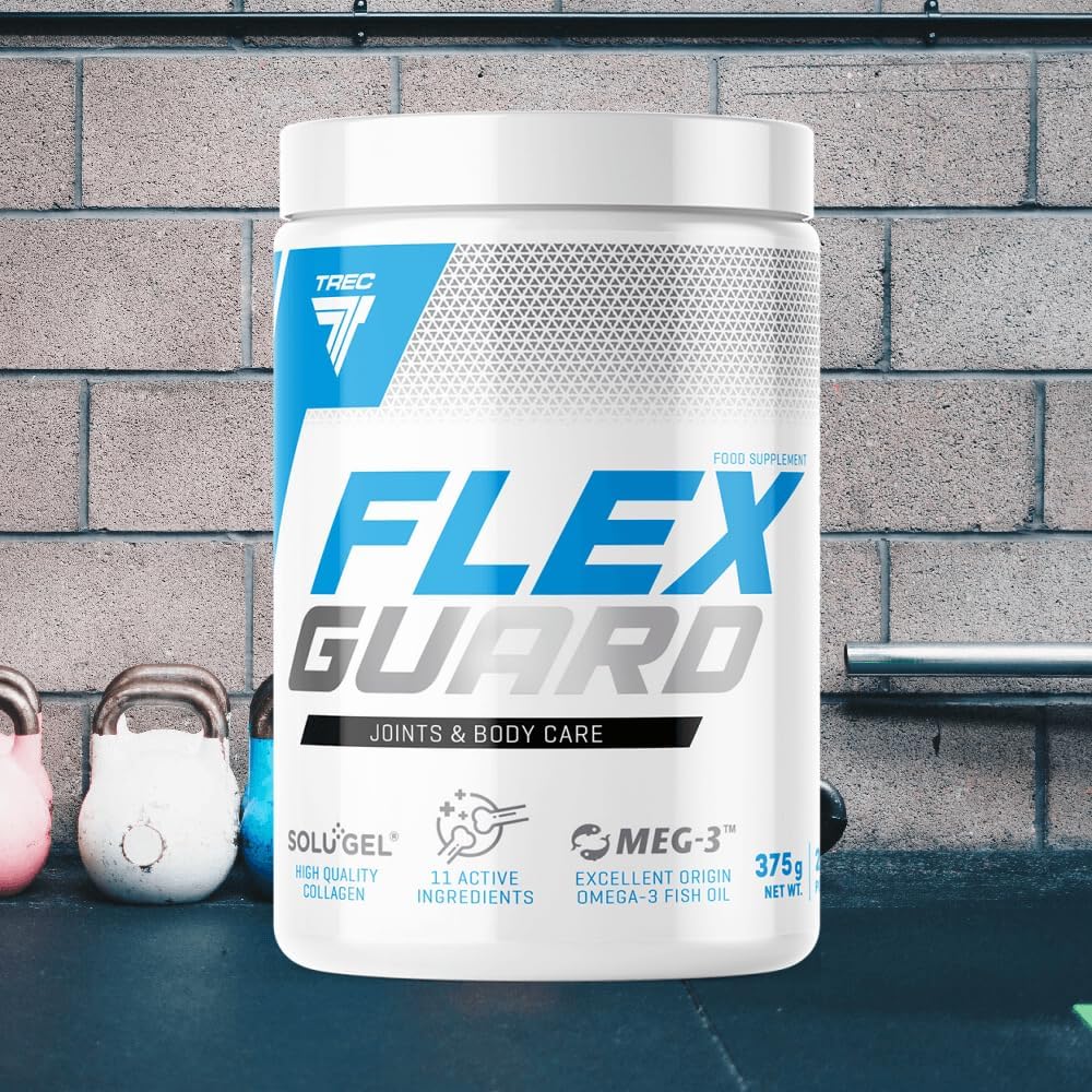 TREC Nutrition Flex Guard - Wildberry - 375g Powder - Complex Dietary Supplement with Collagen, MSM, Glucosamine, Omega-3, and Hyaluronic Acid for Joint Support and Mobility