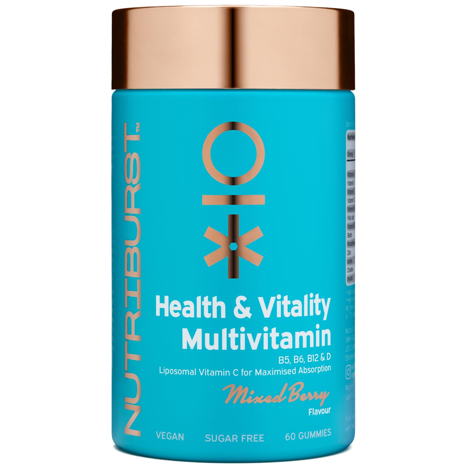 Nutriburst Women’s Multivitamin - Hormone Regulation & Support Collagen Formation - Contains 15 Micronutrients; B5, B6, B12, C, D - Vegan, Sugar Free Supplement - 60 Berry Gummies - 1 Month Supply