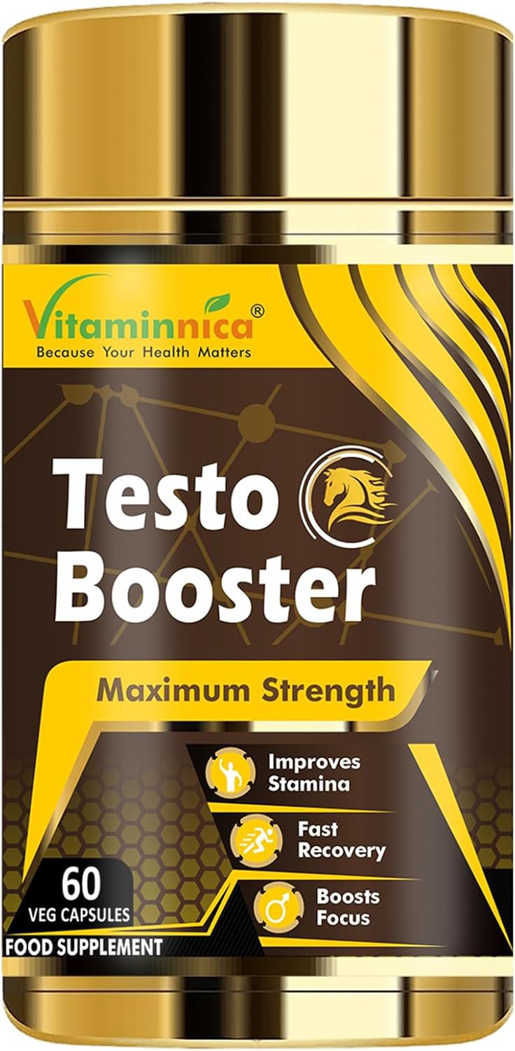 Vitaminnica Testo - Maca Root, Tribulus Terrestris, Ginseng, Fenugreek - Testosterone Supplements for Men - 60 Capsules