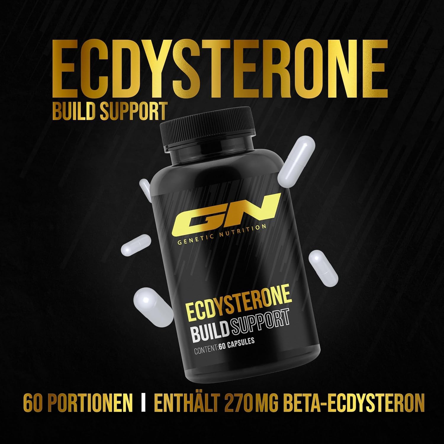 GN Laboratories Ecdysterone (60 Capsules) - Ecdysterone Capsules High Dose - 270 mg Beta Ecdysterone - Made in Germany - Dietary Supplement for Muscle Building