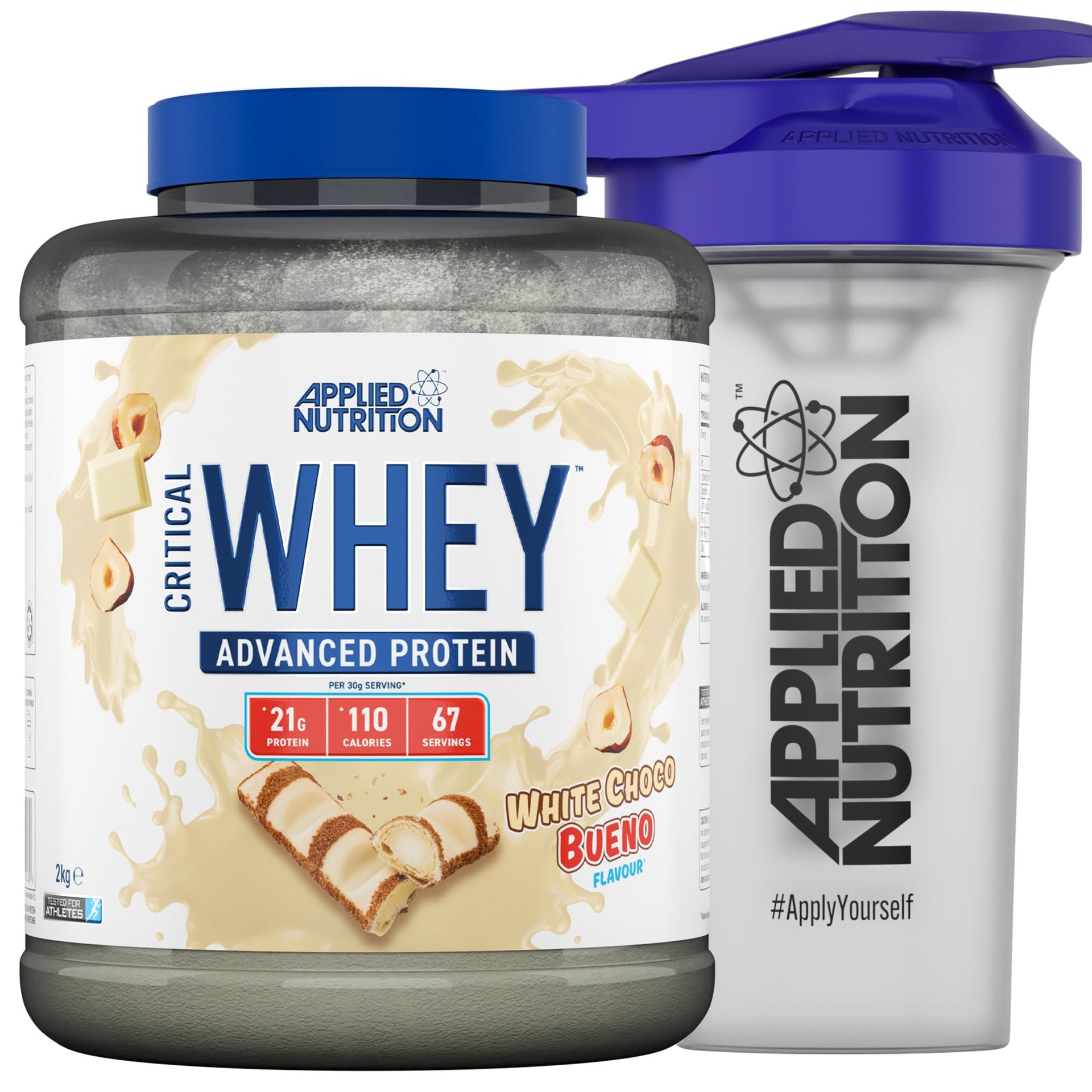 Applied Nutrition Critical Whey Protein Powder 2kg - High Protein Powder, Protein Milkshake, Muscle Building Supplement with BCAAs & Glutamine (2kg - 67 Servings) (Carrot Cake)