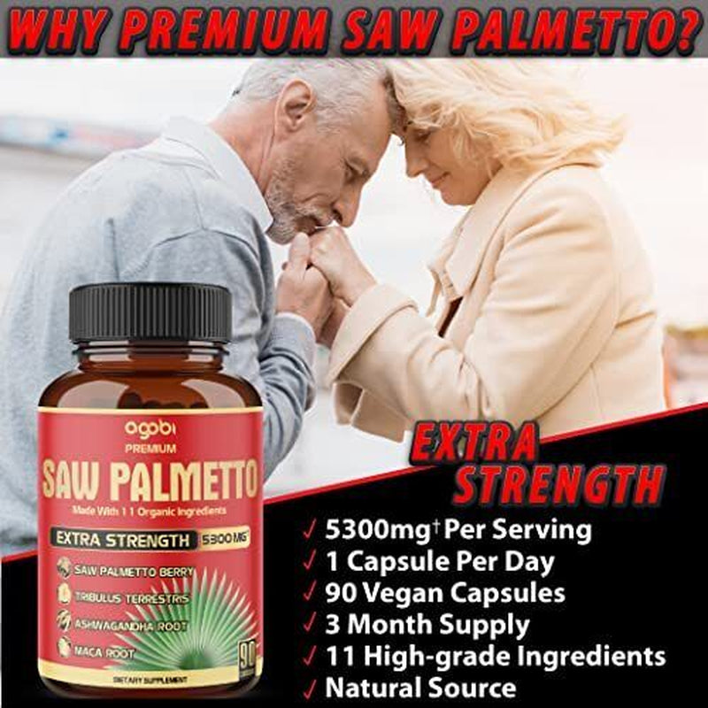 Premium Saw Palmetto Capsules - Equivalent to 5300Mg Combined with Ashwagandh...