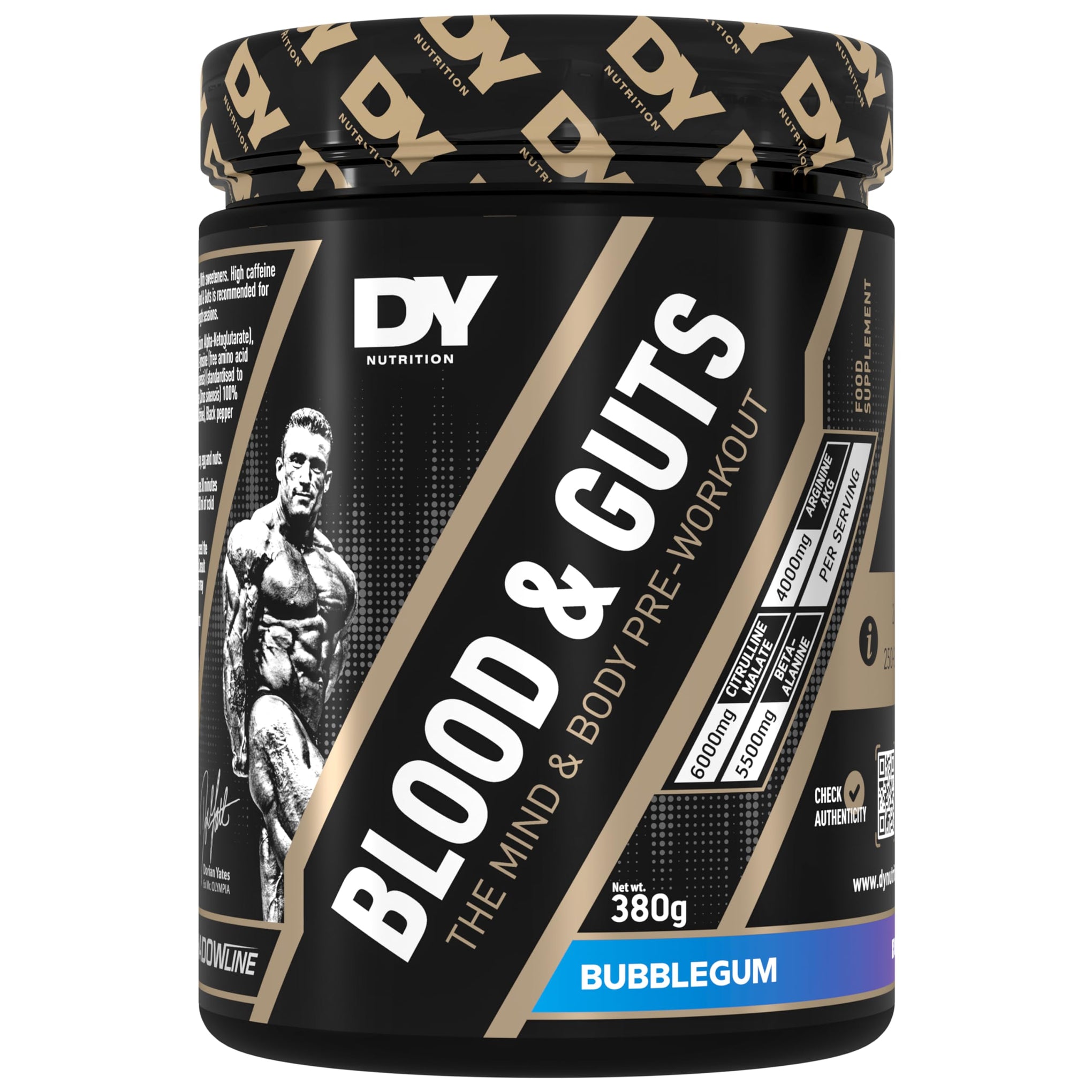 DY Nutrition - Blood and Guts Pre Workout Powder, 380g (Mango) - High Strength Preworkout with 350mg Caffeine, Citrulline Malate, Beta Alanine, Arginine AKG, L-Tyrosine, Vitamin B3 for Men & Women