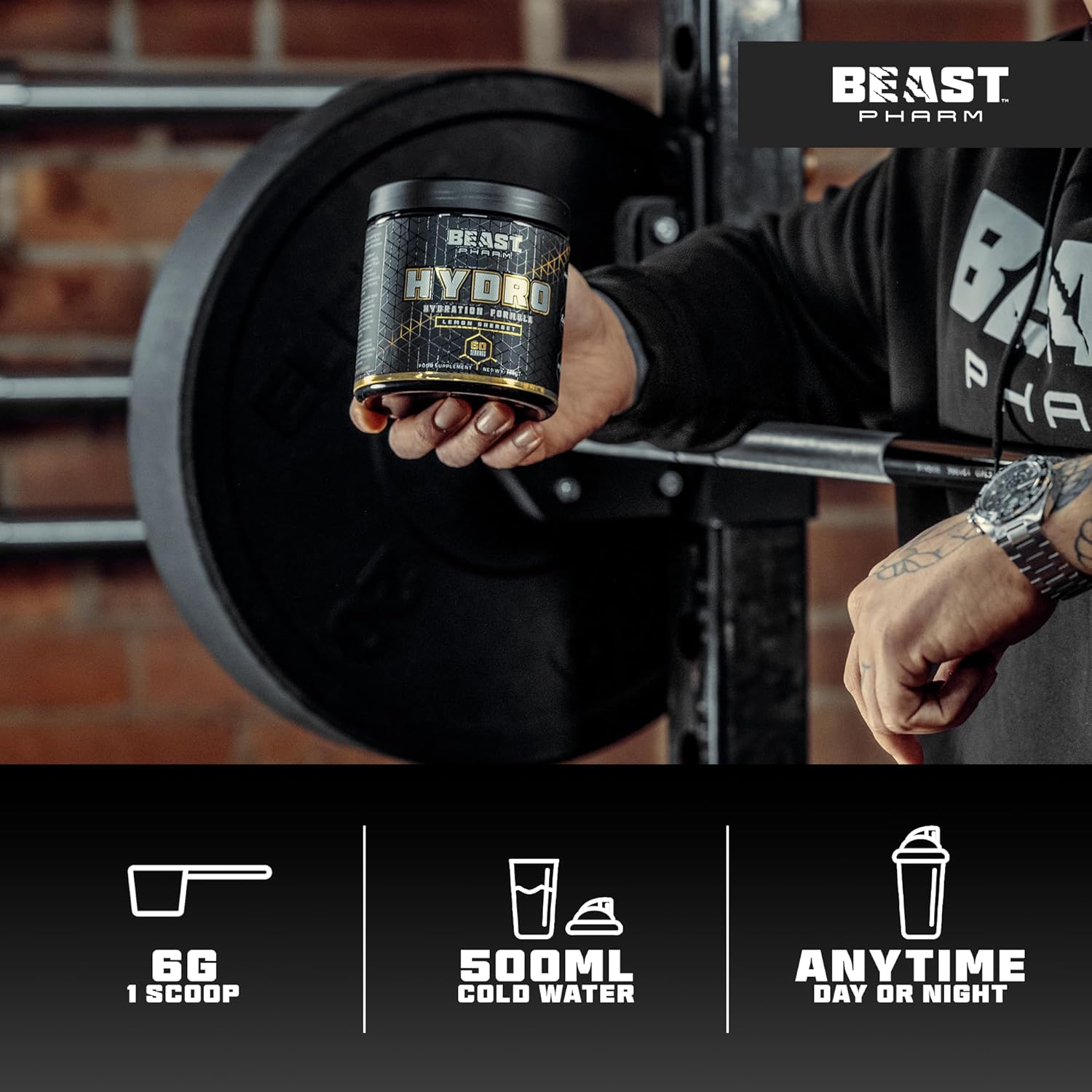 Beast Pharm | Hydration Electrolyte Powder | Eddie Hall's Hydro | 360g/60 Servings | Cranberry