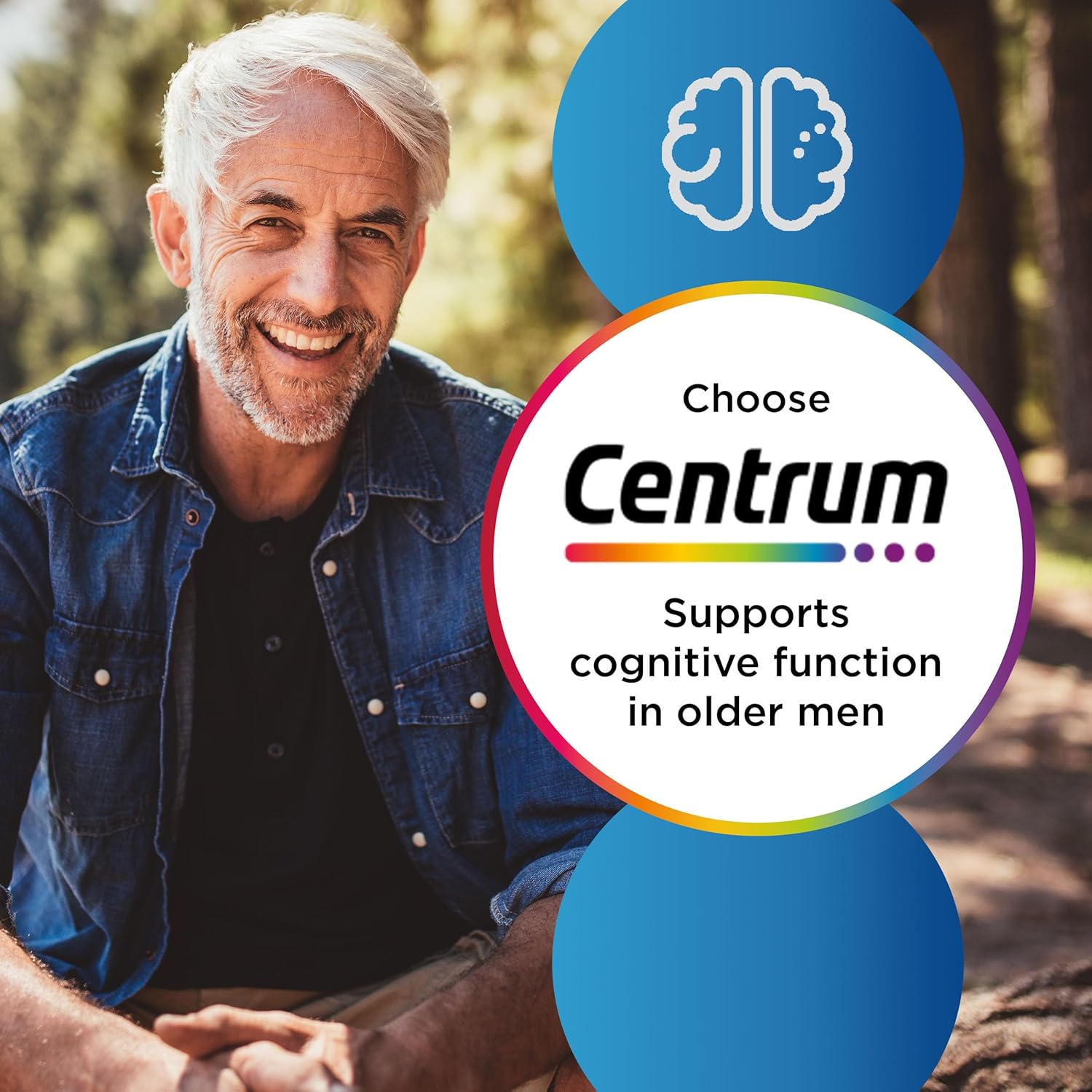 Centrum Men 50+ Multivitamin Tablets for Men, 30 Tablets, Vitamins with 23 Essential Nutrients, including Vitamin C, D and Zinc (Packaging and Tablet colour may vary slightly)