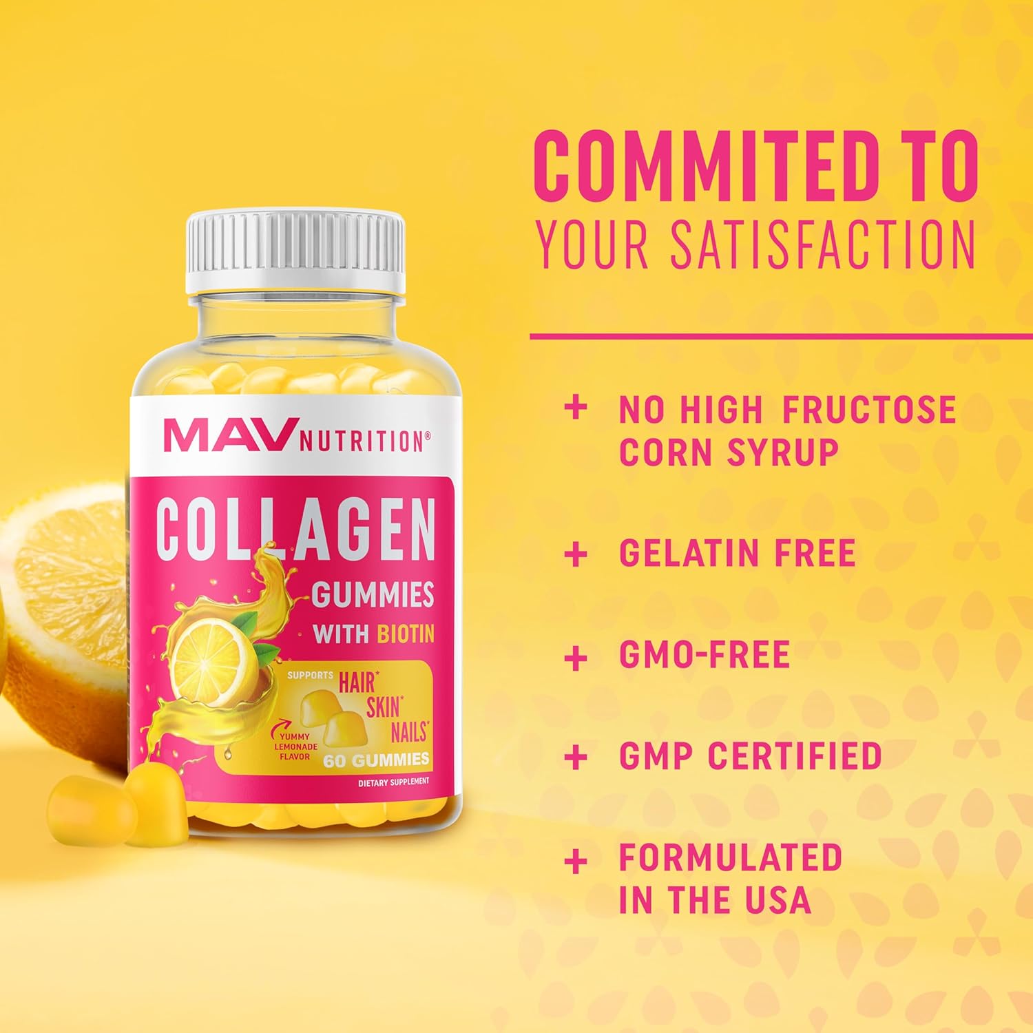 Collagen Gummies for Women | 200mg Hydrolyzed Collagen + 2500mcg Biotin, with Vitamin C, E & Zinc | Anti Aging, Hair Growth, Skin, Strong Nails | Non-GMO Gummy Vitamin Supplements | 60 Count